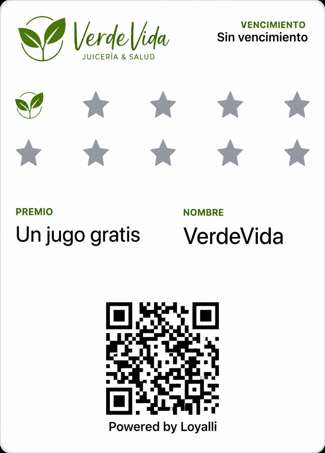 Tarjeta de lealtad de Verde Vida